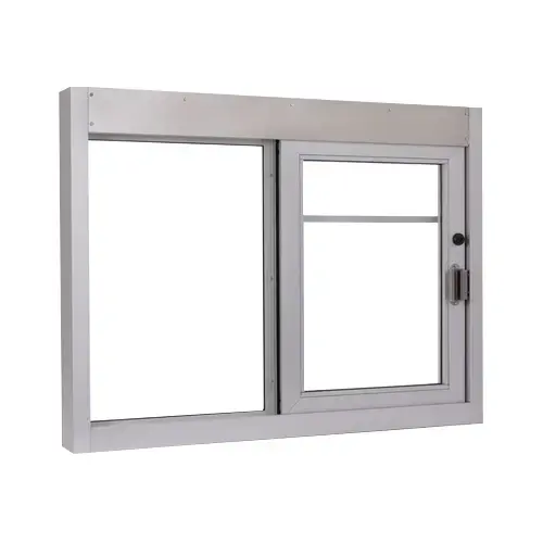 Quikserv SS-4030-216-9018-CR 48" x 36" California Drive Thru Slider Window For Food Service 216 sq in. (Restricted Panel) Right Hand Slide Clear Anodized Aluminum