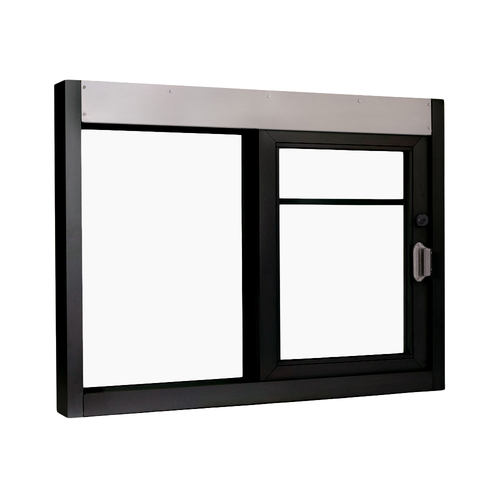 48" x 36" California Drive Thru Slider Window For Food Service 432 sq in. (Air Curtain) Right Hand Slide Dark Bronze