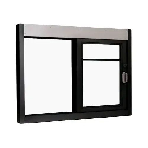 48" x 36" California Drive Thru Slider Window For Food Service 216 sq in. (Restricted Panel) Right Hand Slide Dark Bronze