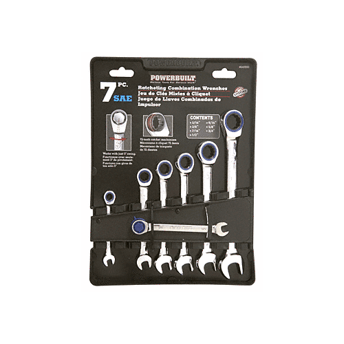 7-Piece SAE Ratcheting Combination Wrench Set