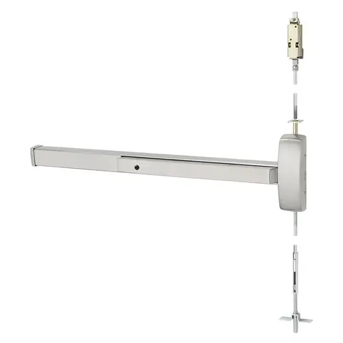 Concealed Vertical Rod Exit Device Bright Stainless Steel