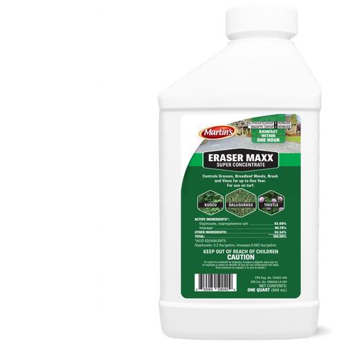 Martin's 82002488 ERASER MAX Weed Killer, Liquid, Clear Yellow, 1 qt Bottle