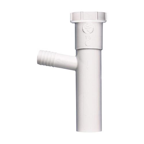 Plumb Pak PP66-4W Dishwasher Tailpiece, 1-1/2 in, 8 in L, Slip-Joint, Plastic, White