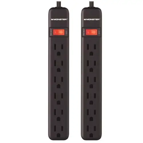 Power Strip w/Surge Protection Just Power It Up 2 ft. L 6 outlets Black Black