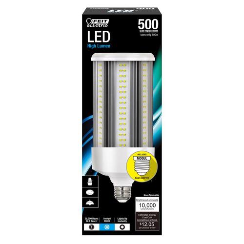 LED Bulb, Corn Cob, 500 W Equivalent, E26 Lamp Base, Clear, Daylight Light - pack of 4