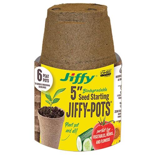 Jiffy JP506 Seed Starting Peat Pot 5" H