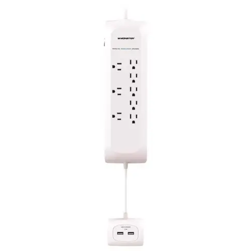 Power Strip w/Surge Protection Just Power It Up 4 ft. L 8 outlets White White