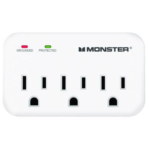 Monster 1601 Surge Protector Just Power It Up 0 ft. L 3 outlets White 1200 J White
