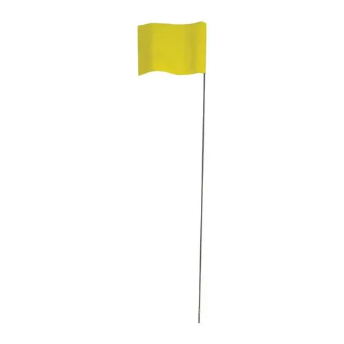 Marking Stake Flag, Yellow, 2.5 x 3.5 In. Flag, 21 In. Stake - pack of 100