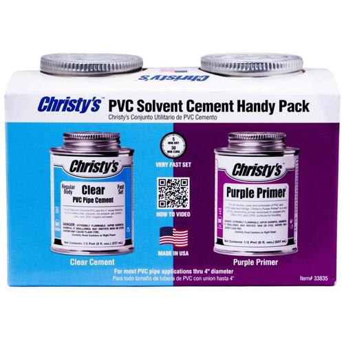 Christy's 505184 Primer and Cement Handy Pack Clear/Purple For CPVC/PVC 2 oz Clear/Purple
