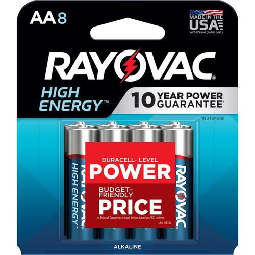 Batteries High Energy AA Alkaline 8 pk Carded