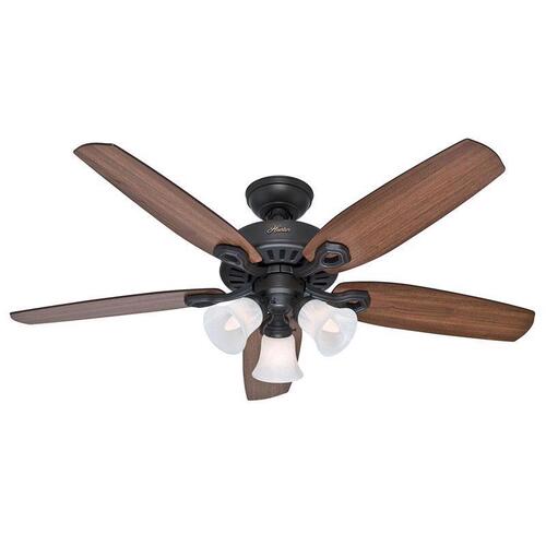 Ceiling Fan, 5-Blade, Brazilian Cherry/Harvest Mahogany Blade, 52 in Sweep, Fiberboard Blade, 3-Speed New Bronze