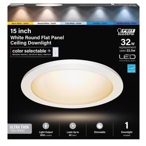 LED Flat Panel Light Fixture 1" H X 15" W X 15" L White White