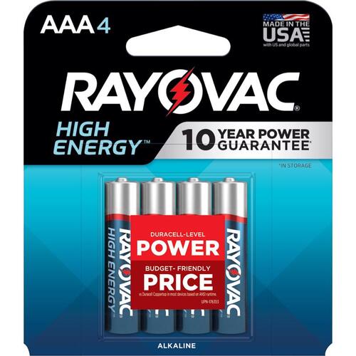 Rayovac 824-4K Batteries High Energy AAA Alkaline 4 pk Carded