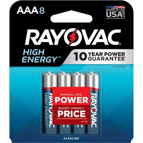 Batteries High Energy AAA Alkaline 8 pk Carded