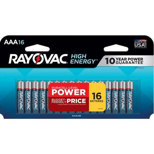 Battery, 1.5 V Battery, AAA Battery, Alkaline, Blue/Silver - pack of 16