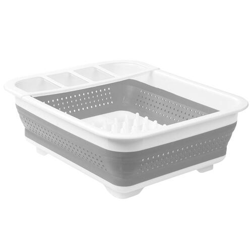 Dish Rack 14.63" L X 12.63" W X 5.5" H Gray/White Plastic Gray/White