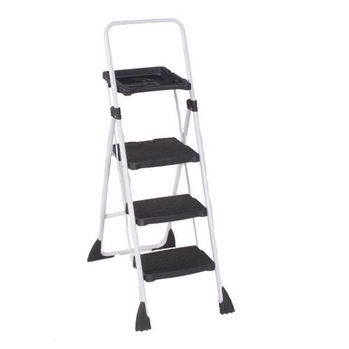 Platform Ladder Tri Step Plus 4.56 ft. H Steel Type II 225 lb. capacity Black/White