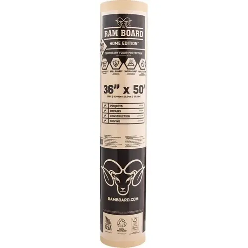 RAMBOARD RBHE 36-50 Builder's Floor Paper Home Edition 36" W X 50 ft. L Paper Beige Beige