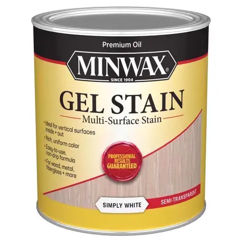 Gel Stain Semi-Transparent Simply White Oil-Based 1 qt Simply White - pack of 4