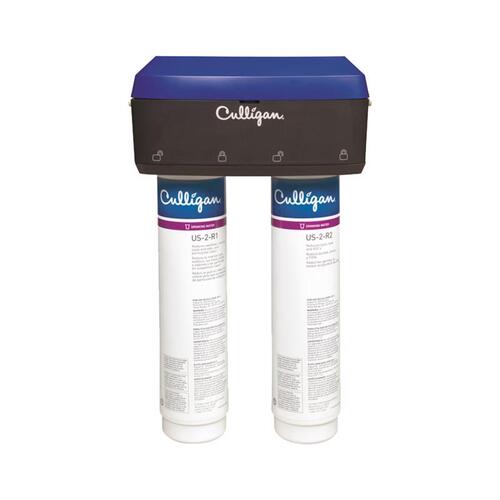 Culligan US-2 Drinking Water Filtration System, 0.5 gpm, Carbon Block Filtration, 2-Stage, White