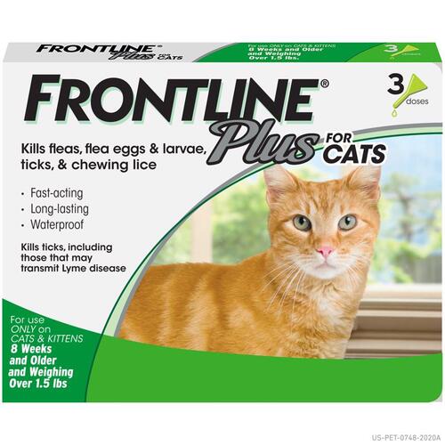 Frontline FLCAT Flea and Tick Drops Plus Liquid Cat 9.8% Fibronil, 8.8% (S)-methoprene 0.02 oz