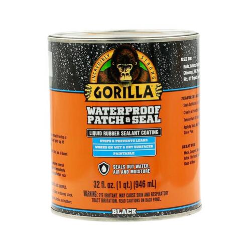 Gorilla 105338 Patch and Seal Liquid, Water-Proof, Black, 32 oz