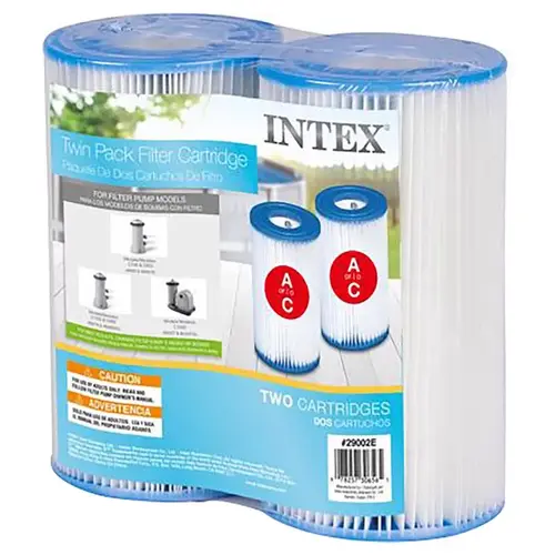 Intex 29002E Pool Filter Cartridge Krystal Clear 8" H X 4.25" W X 4.25" L Pair