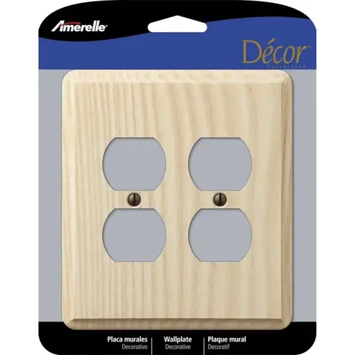 Wall Plate Contemporary Unfinished Beige 2 gang Ash Wood Duplex Outlet Unfinished