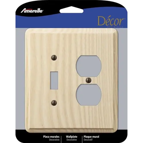 Wall Plate Contemporary Unfinished Beige 2 gang Ash Wood Duplex/Toggle Unfinished