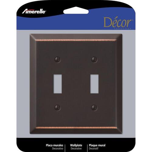 Century Wallplate, 4-15/16 in L, 4-9/16 in W, 2 -Gang, Steel, Aged Bronze - pack of 3