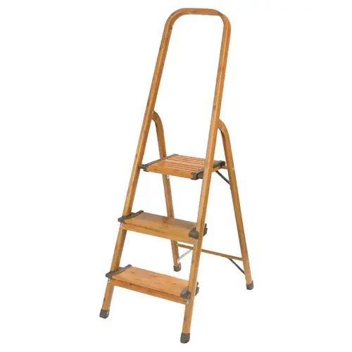 Polder LDR-3500-83 Folding Step Stool 3-Step 52.5" H 225 lb. capacity 3 step Aluminum Wood
