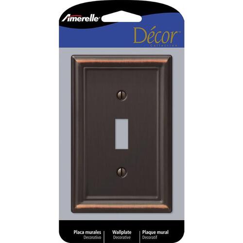 Chelsea Wallplate, 4-7/8 in L, 3-1/8 in W, 1 -Gang, Steel, Aged Bronze