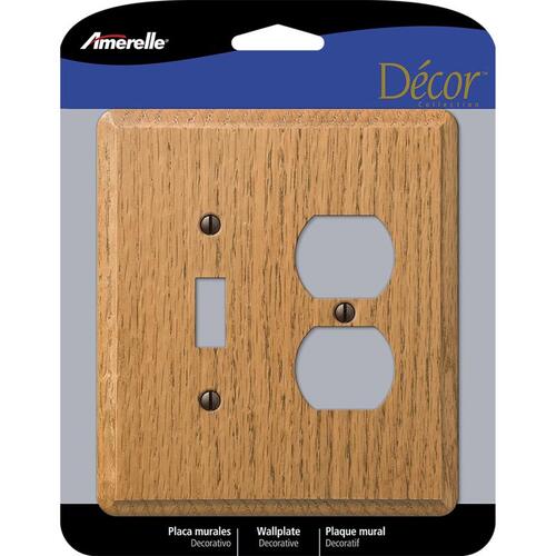 Wall Plate Contemporary Light Brown 2 gang Oak Wood Duplex/Toggle Light