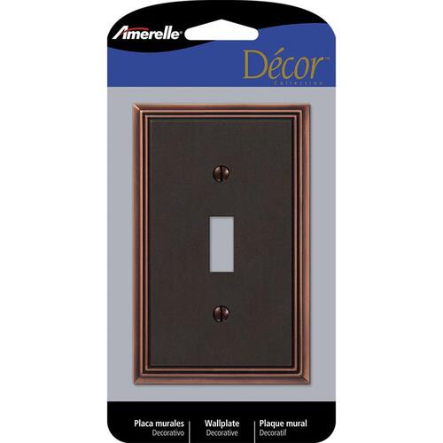 Wall Plate Metro Aged Bronze Brown 1 gang Die-Cast Metal Toggle Aged Bronze