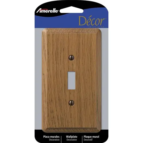 Wall Plate Contemporary Medium Brown 1 gang Oak Wood Toggle Medium