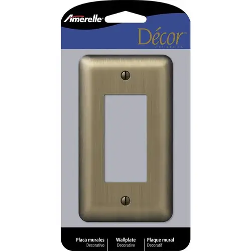 Wall Plate Devon Brushed Brass Brass 1 gang Stamped Steel Rocker Brushed Brass