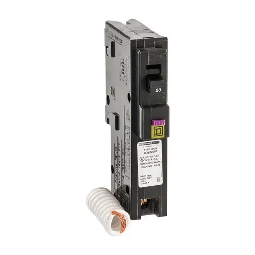 Circuit Breaker, Dual Function, Mini, 20 A, 1 -Pole, 120 V, Plug Mounting