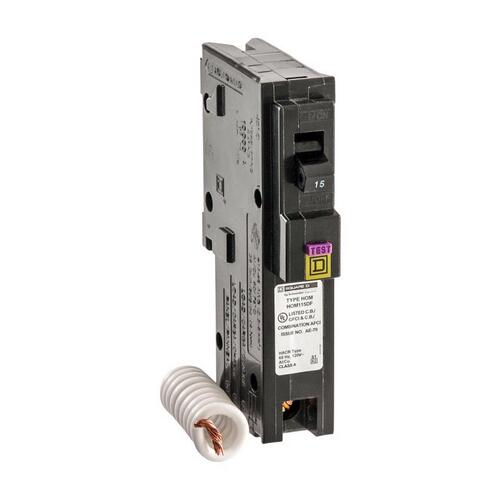 Circuit Breaker, Dual Function, Mini, 15 A, 1 -Pole, 120 V, Plug Mounting