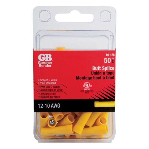 Butt Splice Connector, 600 V, 10 to 12 AWG Wire, Yellow - pack of 50