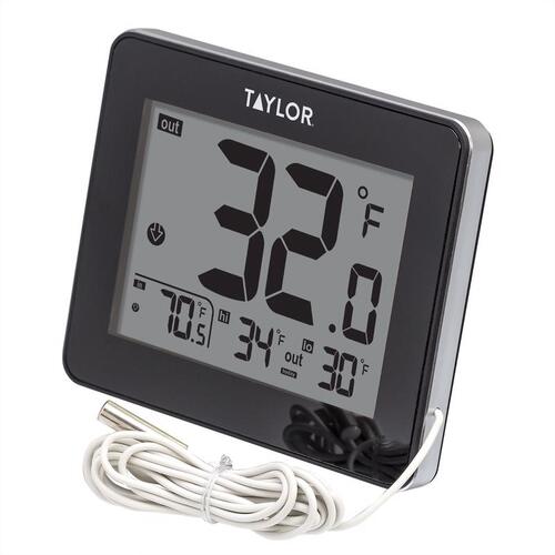 TAYLOR 1710 Thermometer, 2.94 in W x 2.13 in H Display, Plastic Casing Black