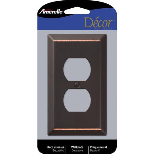 Amertac 163DDB Wall Plate Century Aged Bronze 1 gang Stamped Steel Duplex Aged
