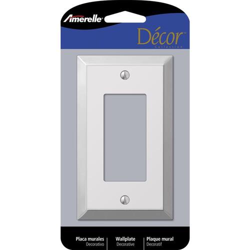 Wallplate, 4-15/16 in L, 2-7/8 in W, 1 -Gang, Steel, Polished Chrome