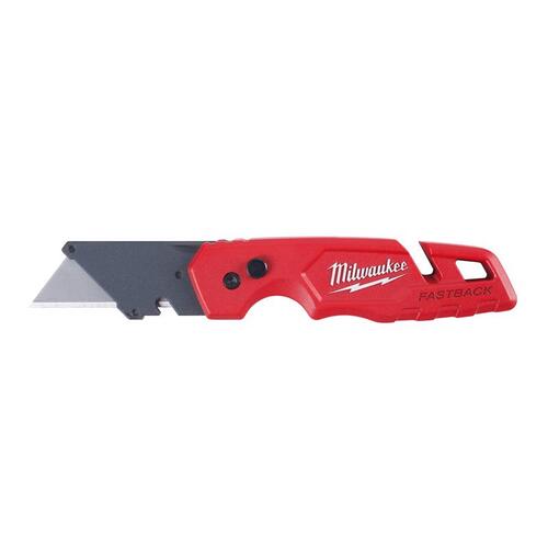 Utility Knife Fastback 7-1/4" Press and Flip Folding Red Red