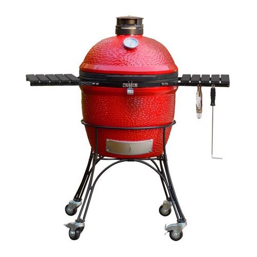 Kamado Joe KJ23RHC Classic II Grill, 256 sq-in Primary Cooking Surface, 660 sq-in Secondary Cooking Surface, Red