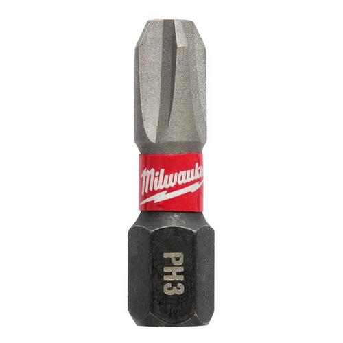 Insert Bit, #3 Drive, Phillips Drive, 1/4 in Shank, Hex Shank, 1 in L, Proprietary Steel Pair Black Phosphate