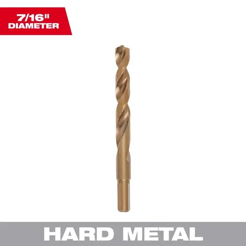 Jobber Drill Bit, 7/16 in Dia, 5-1/8 in OAL, Twist Flute, 3/8 in Dia Shank Bright