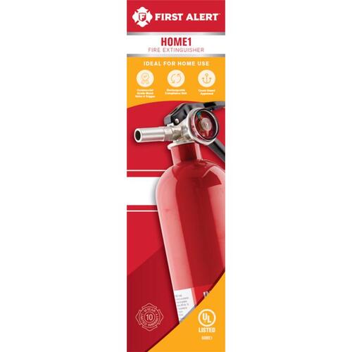 First Alert HOME1 Fire Extinguisher, 2.5 lb Capacity, Mono Ammonium Phosphate, 1-A:10-B:C Class