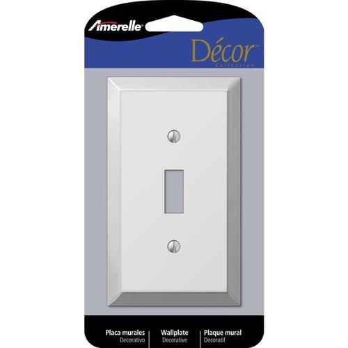 Wallplate, 4-15/16 in L, 2-7/8 in W, 1 -Gang, Steel, Polished Chrome