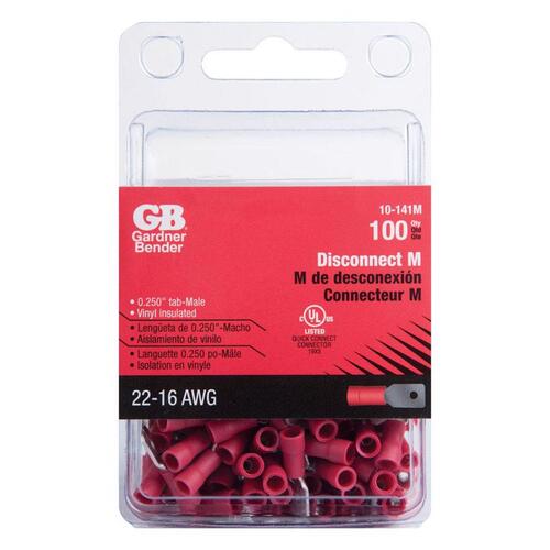 Male Disconnect 22-16 Ga. Insulated Wire Red Red